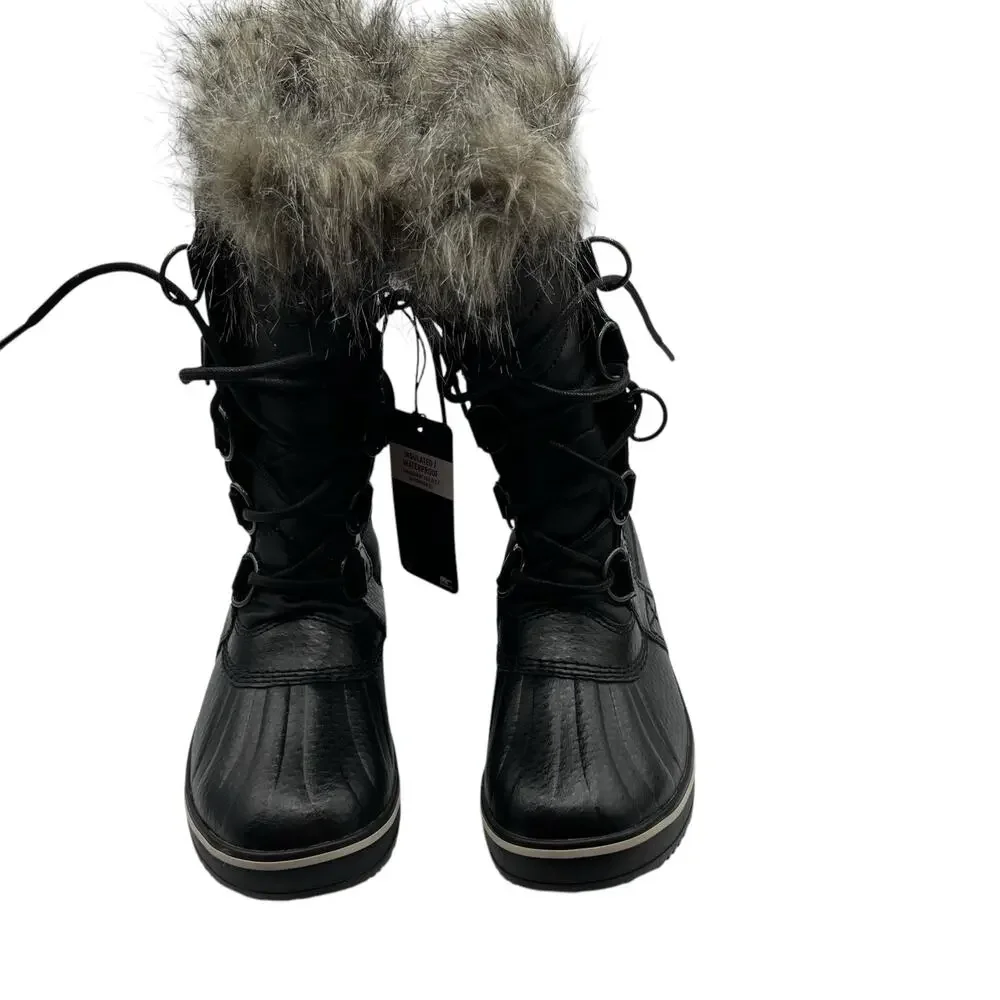Sorel Womens Size 6.5  Tofino II Waterproof Faux Fur Trim‎ Boots Black Stone NWT